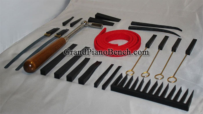 21 piece piano tuning kit with tuning hammer and mutes