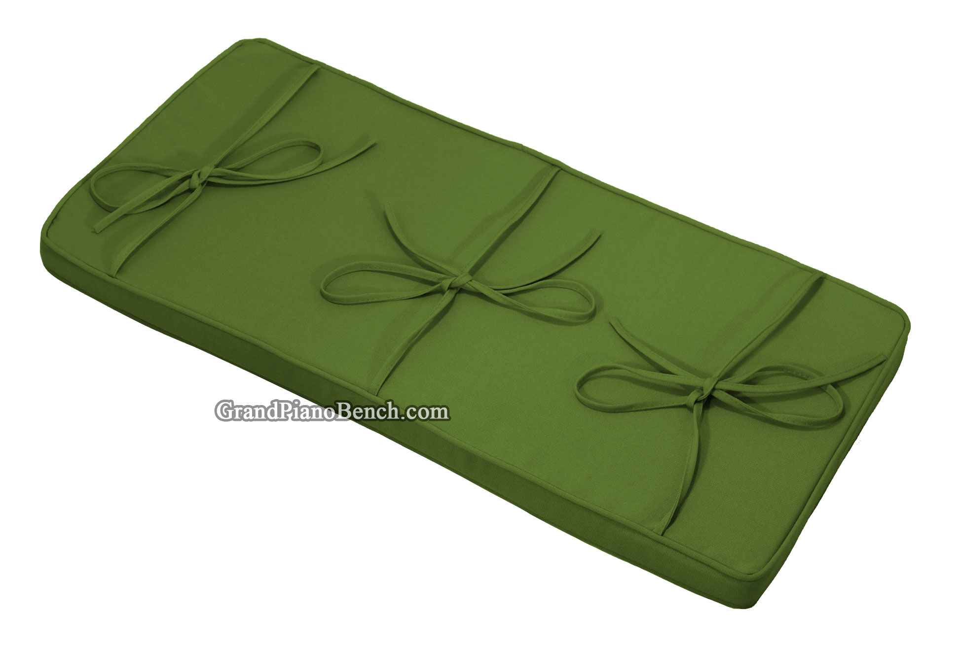 green piano bench cushion with pies