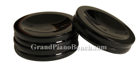 piano caster cups high polish finish black