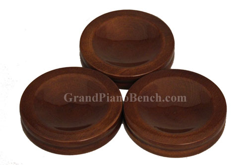 high polish walnut piano caster cups