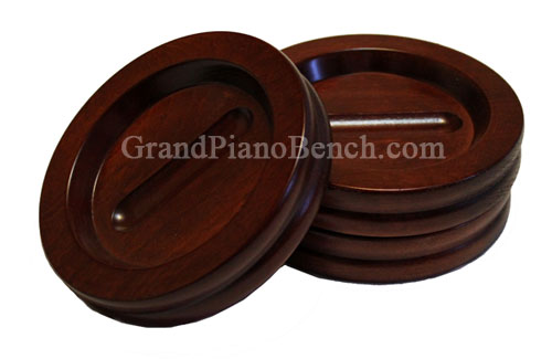 mahogany piano caster cup with satin finish