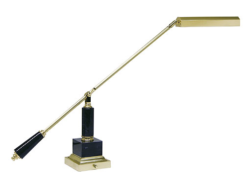 brass piano lamp with black marble